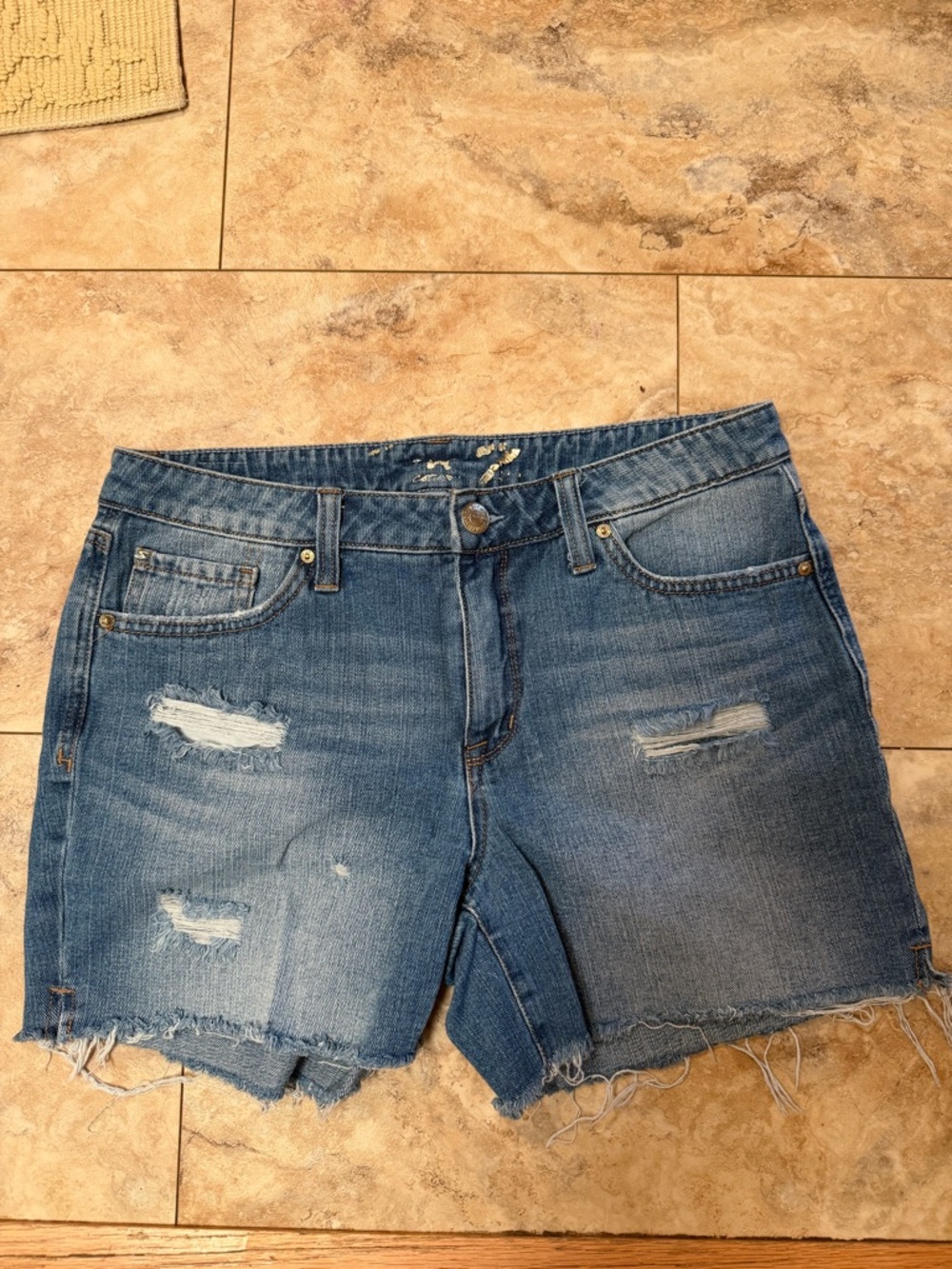 Seven7 Distressed Blue Denim Cutoff Shorts